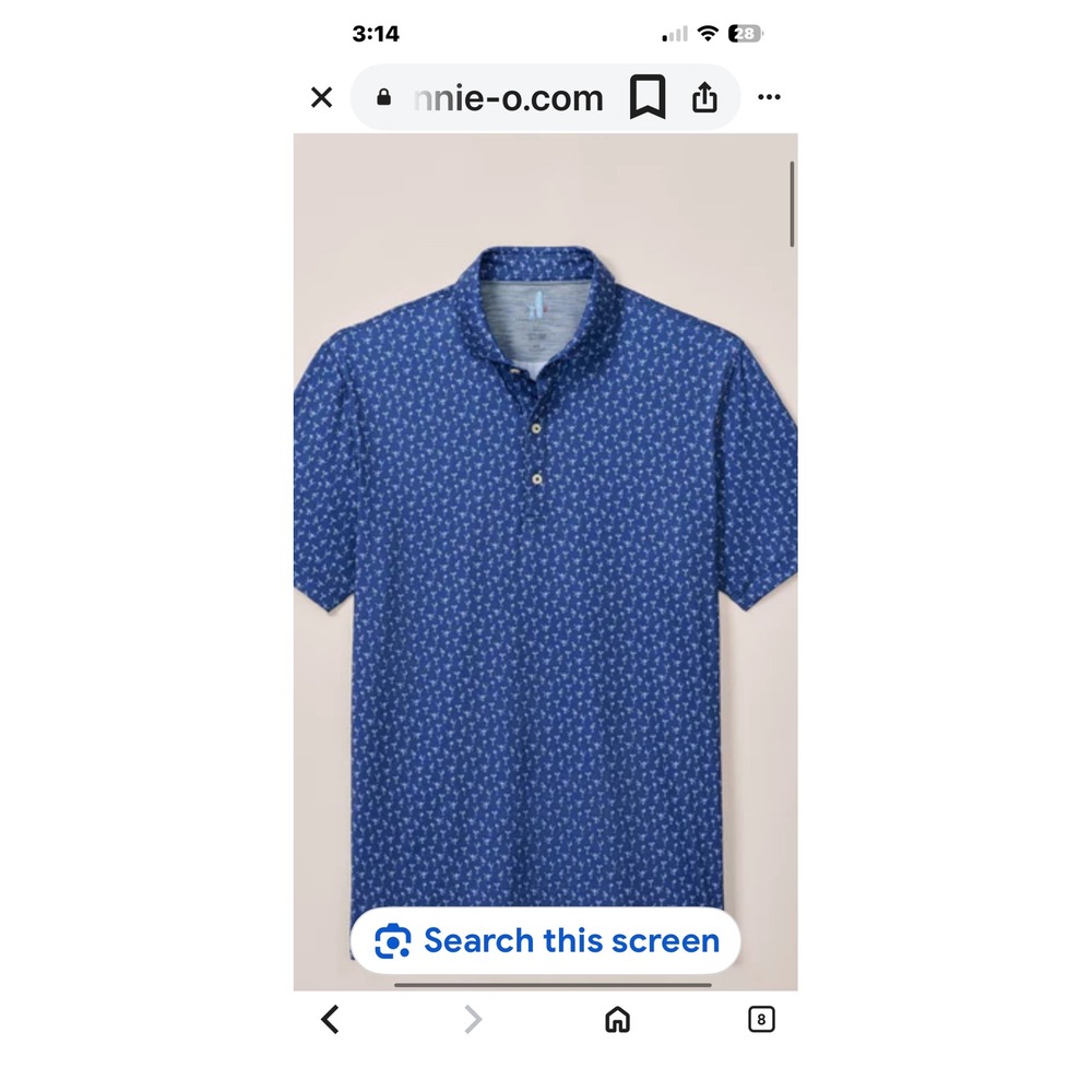 Johnnie-O Men's Blue All Over Palm Tree Print Short Sleeve Polo Shirt XXL golf